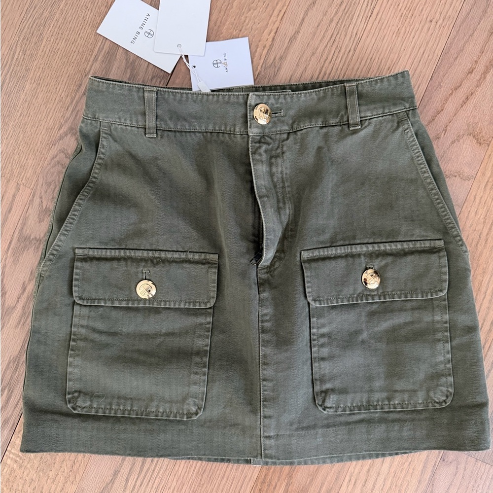 Anine bing Olive Green Skirt with Pockets